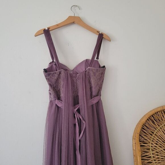 Jenny Yoo Collection Bridesmaid Dress Purple 6 Lace Tulle Adjustable - Picture 9 of 16